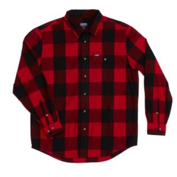 Smith's Workwear  Men's‎ Buffalo Pocket Flannel Button-Up Shirt, SFF566B red/blk - Picture 5 of 8